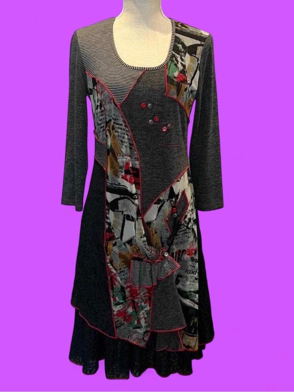 Vintage Y2K Bali Patchwork Artsy/Boho Tunic Dress.
